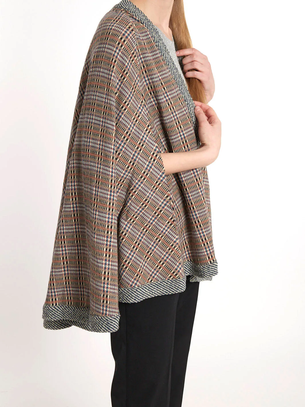 1970s Missoni woollen cape with check pattern