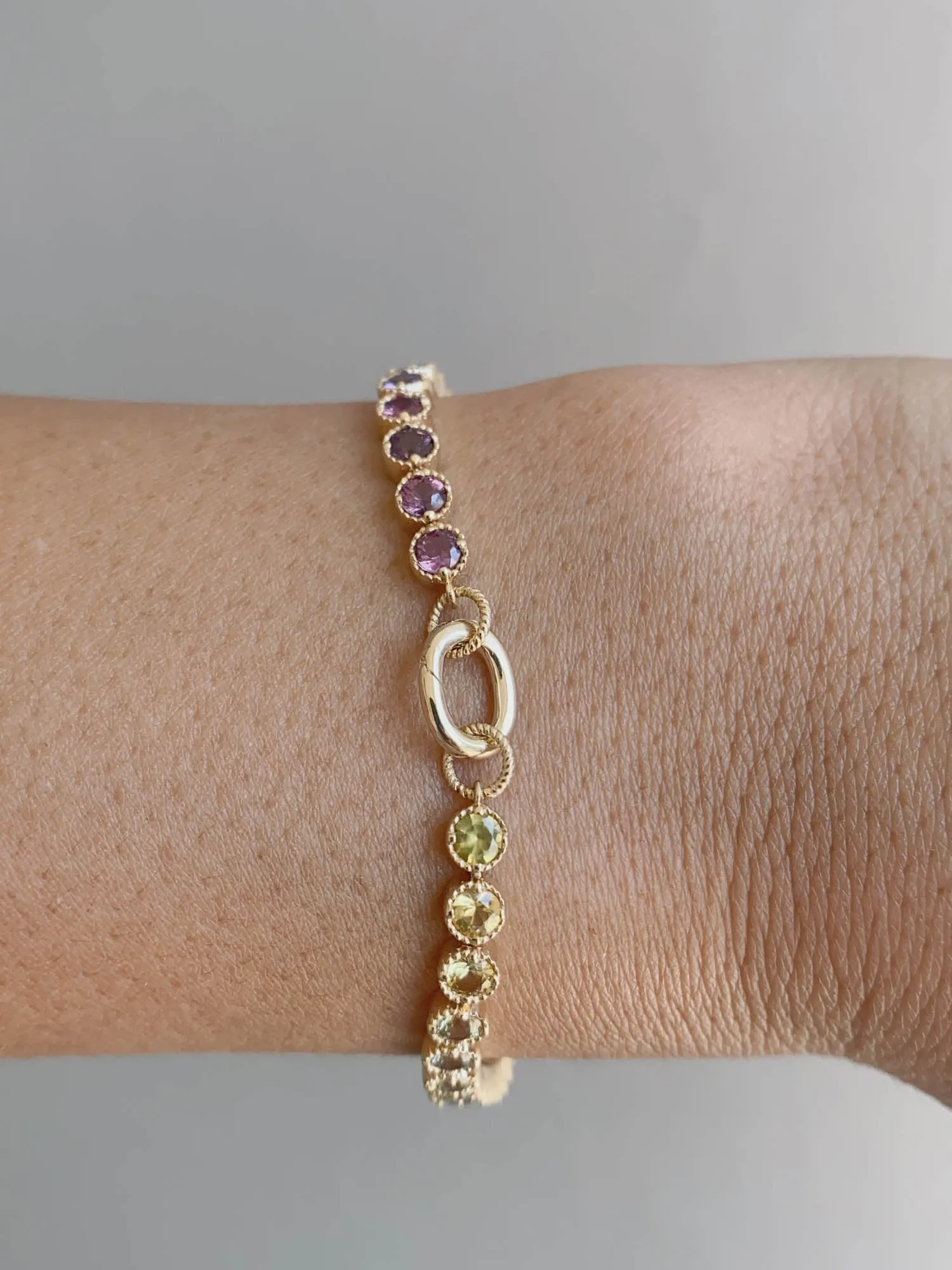 3mm Rainbow Sapphire Bracelet 14K Gold Convertible as Necklace R2069