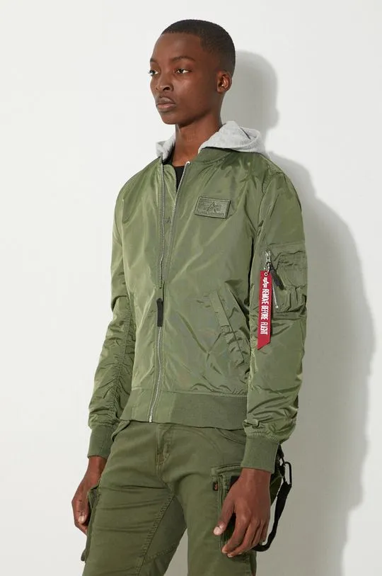 Alpha Industries jacket MA-1 TT Hood BP Ref. 106103 01 men's green color