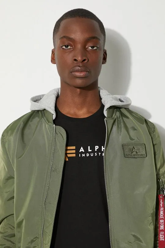 Alpha Industries jacket MA-1 TT Hood BP Ref. 106103 01 men's green color