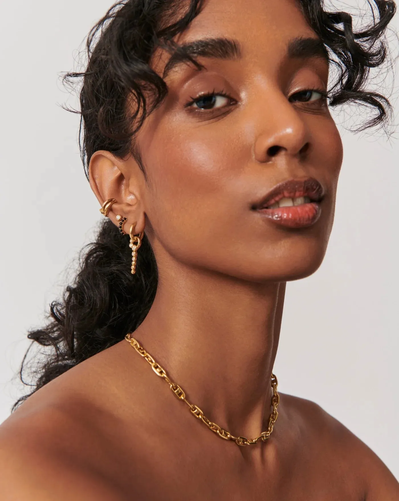 Articulated Beaded Stone Convertible Hoop Earrings