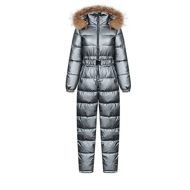 Ashore Shop Womens Ski JumpSuit Windproof and Hooded with Fur