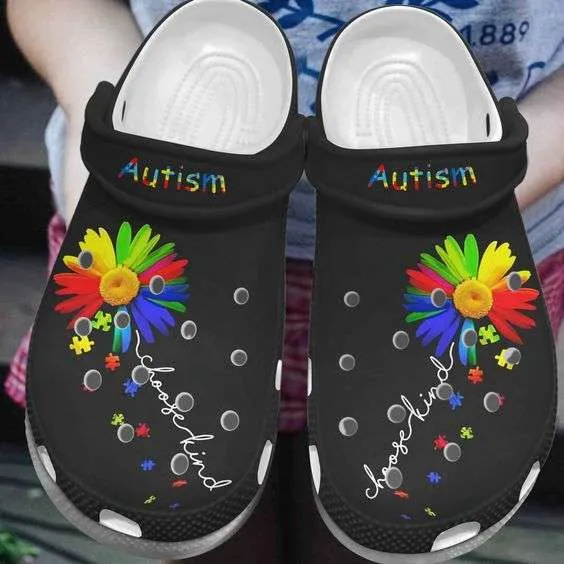 Autism Awareness Day Daisy Flower Choose Kind Puzzle Pieces Crocs Crocband Clog Shoes