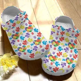 Autism Awareness Day Heart Autism Puzzle Pieces Crocs Crocband Clog Shoes