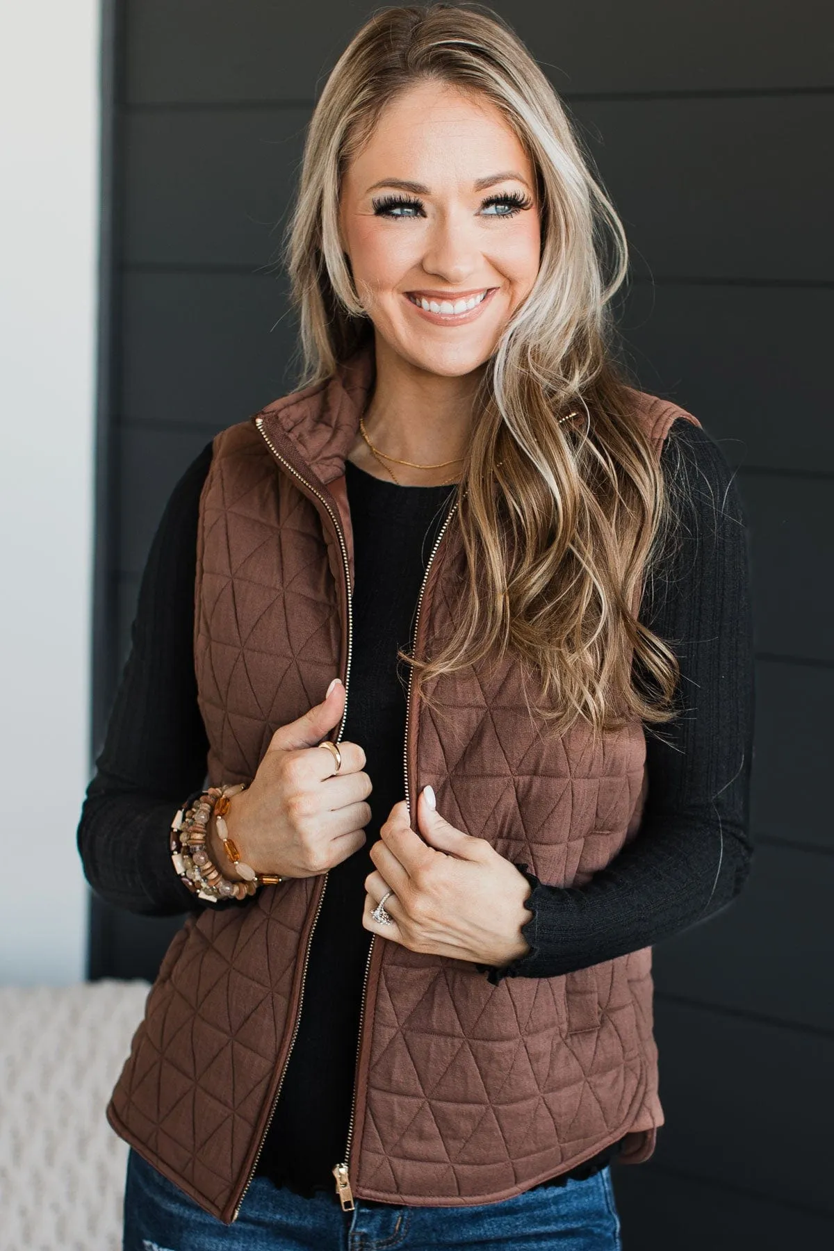 Beyond Comparison Puffer Vest- Dark Mocha