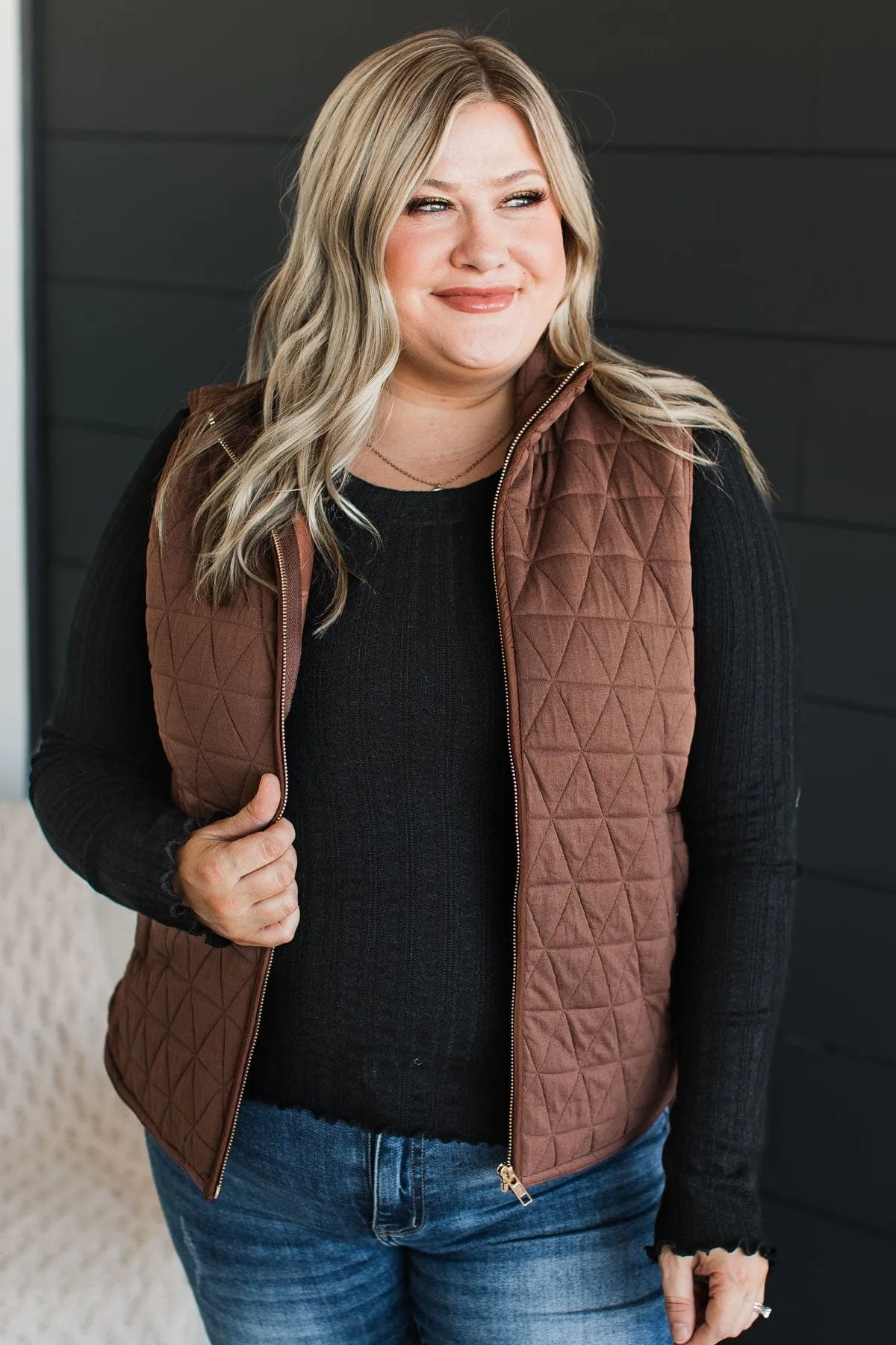 Beyond Comparison Puffer Vest- Dark Mocha