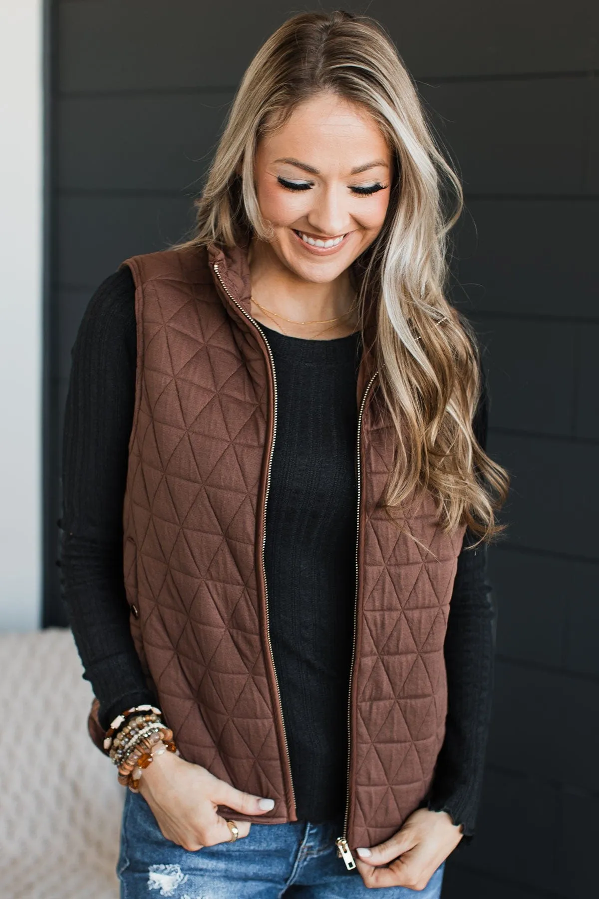 Beyond Comparison Puffer Vest- Dark Mocha