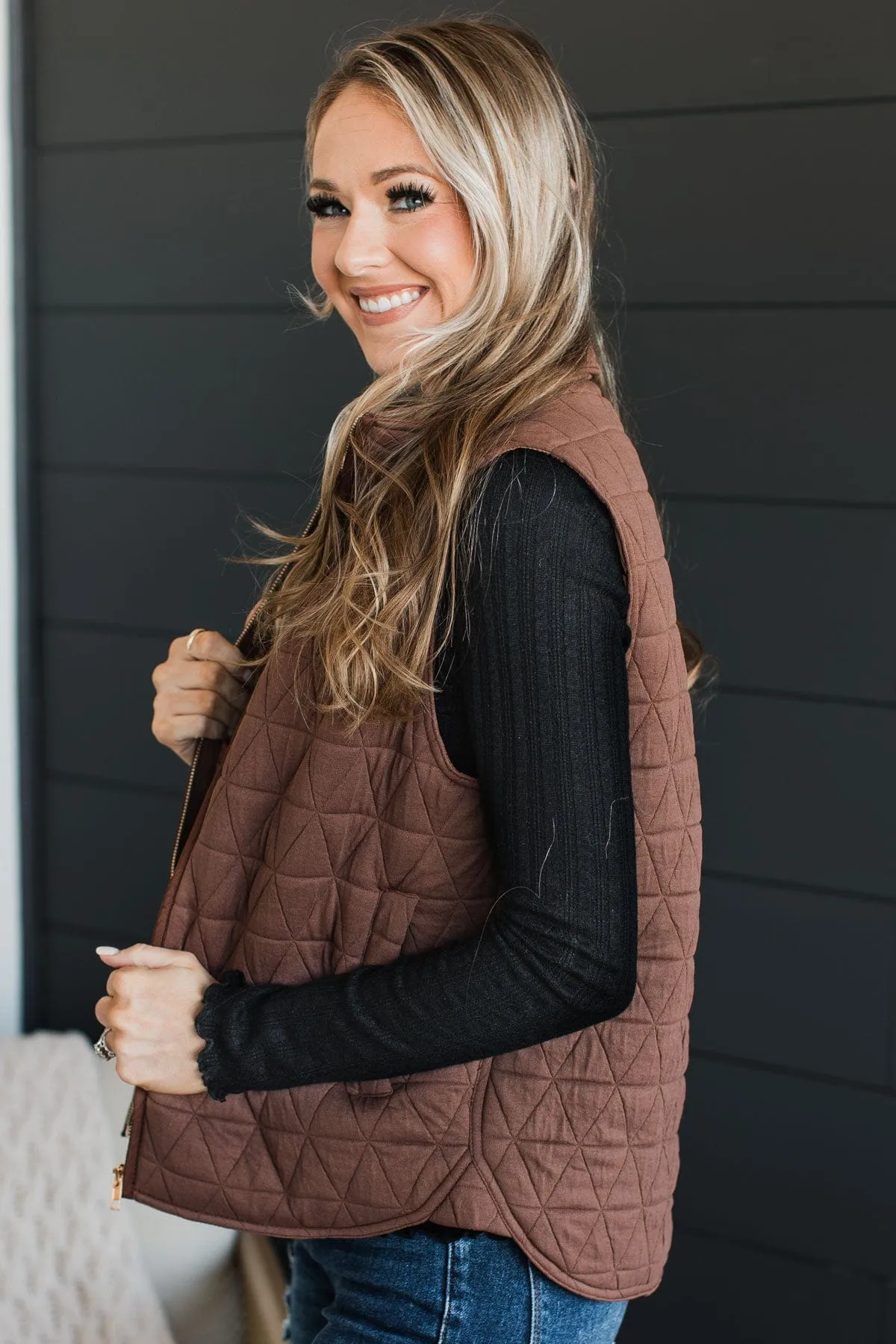 Beyond Comparison Puffer Vest- Dark Mocha