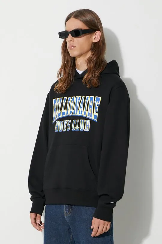 Billionaire Boys Club cotton sweatshirt VARSITY LOGO POPOVER HOOD men's black color B23328