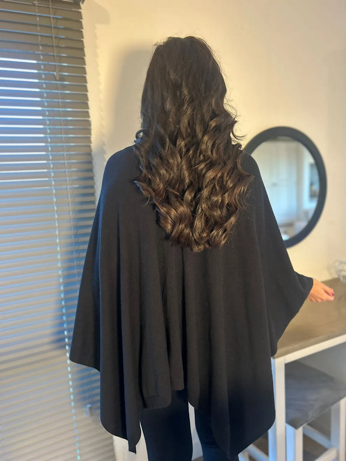 Black Button Detail Cape Millie