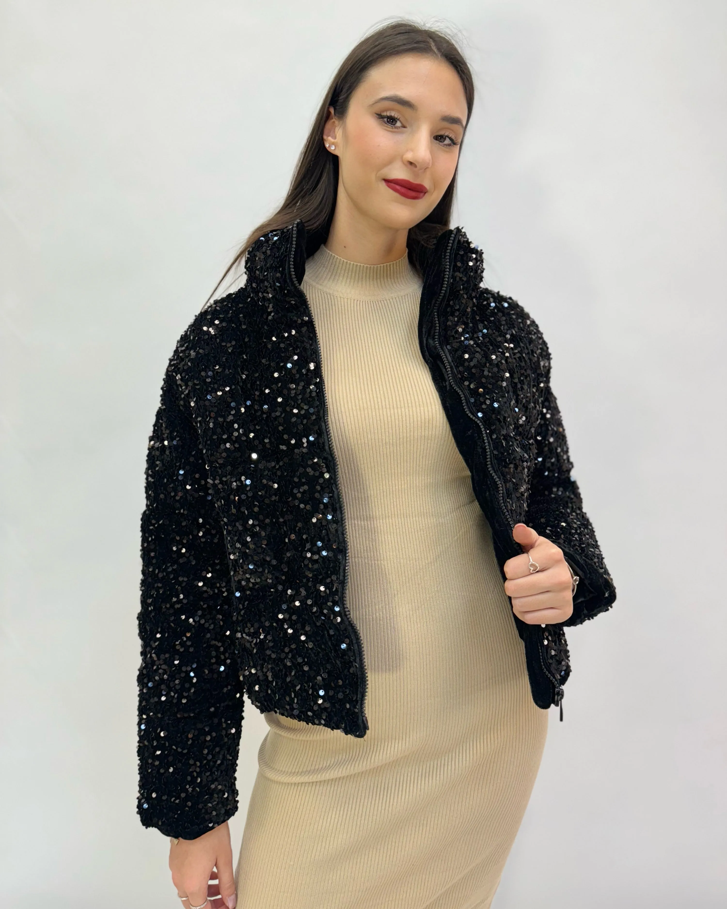 Bomber foderato con paillettes