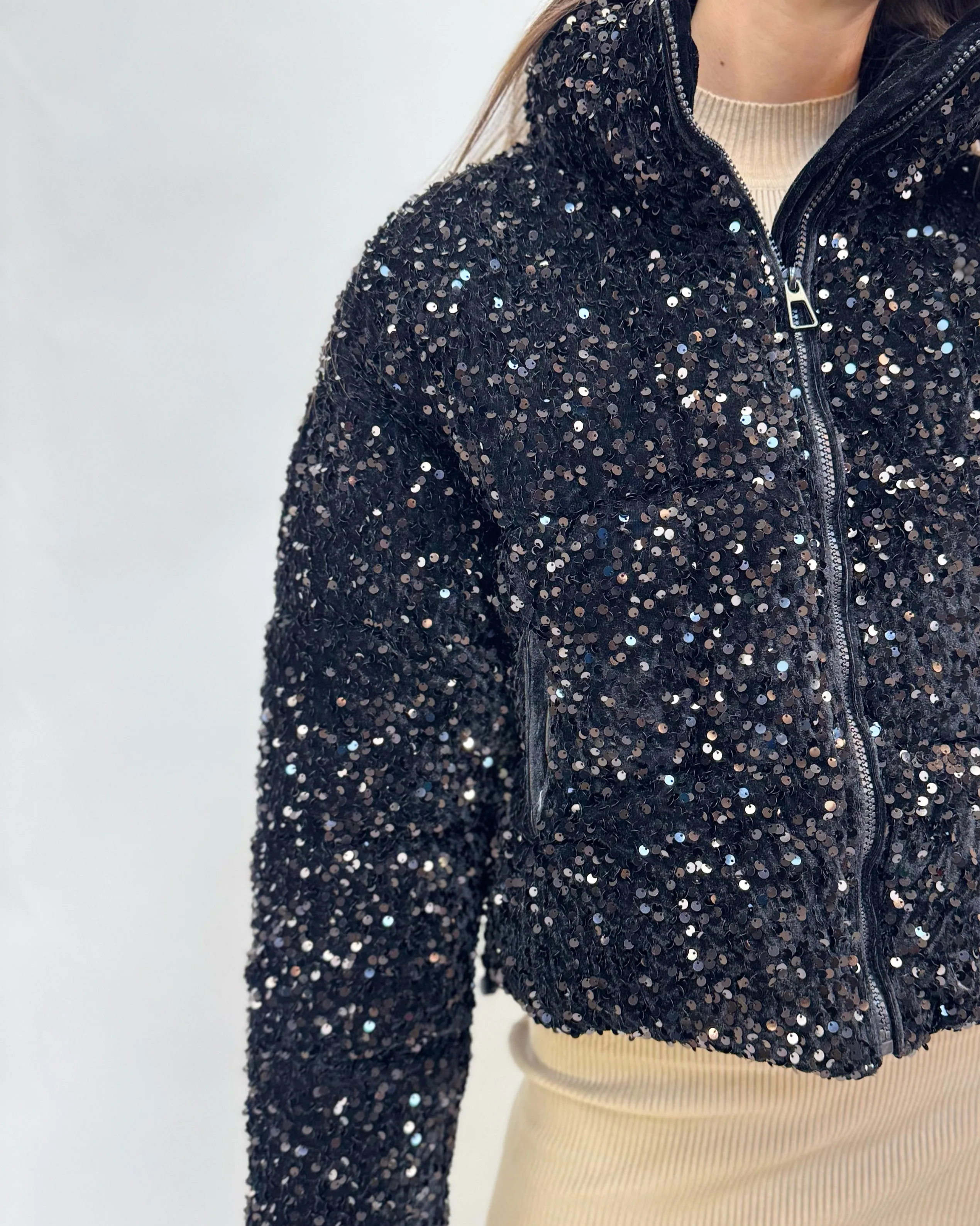 Bomber foderato con paillettes