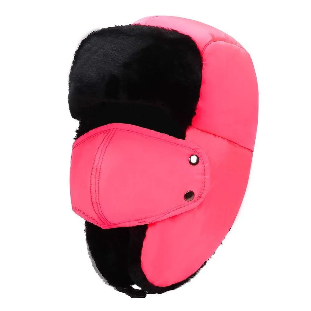 BravemanUnisex Trapper Eskimo Fur-Lined Winter Hunting Hat with Ear Flaps and Removable Mask