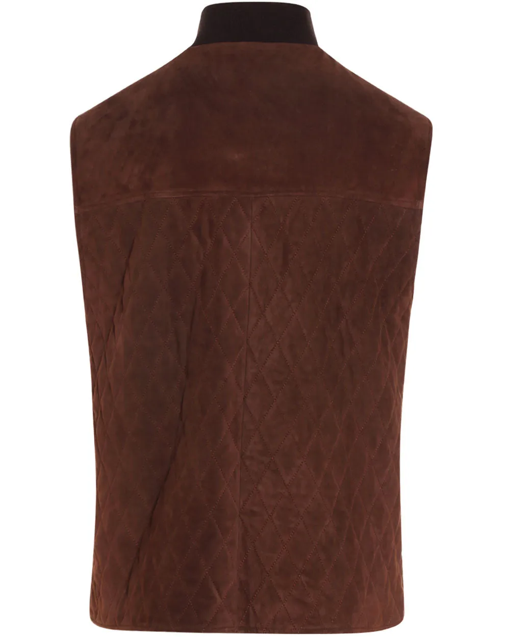 Brown Quilted Suede Padded Vest