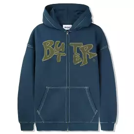 Butter Goods Fabric Applique Zip-Thru Hood Navy