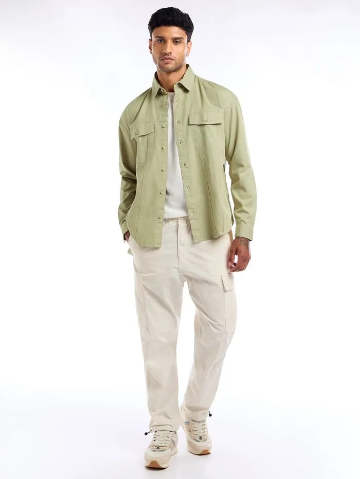 Buy Beige Contrast Stitch Jacket Shirt for Men Online in India -Beyoung