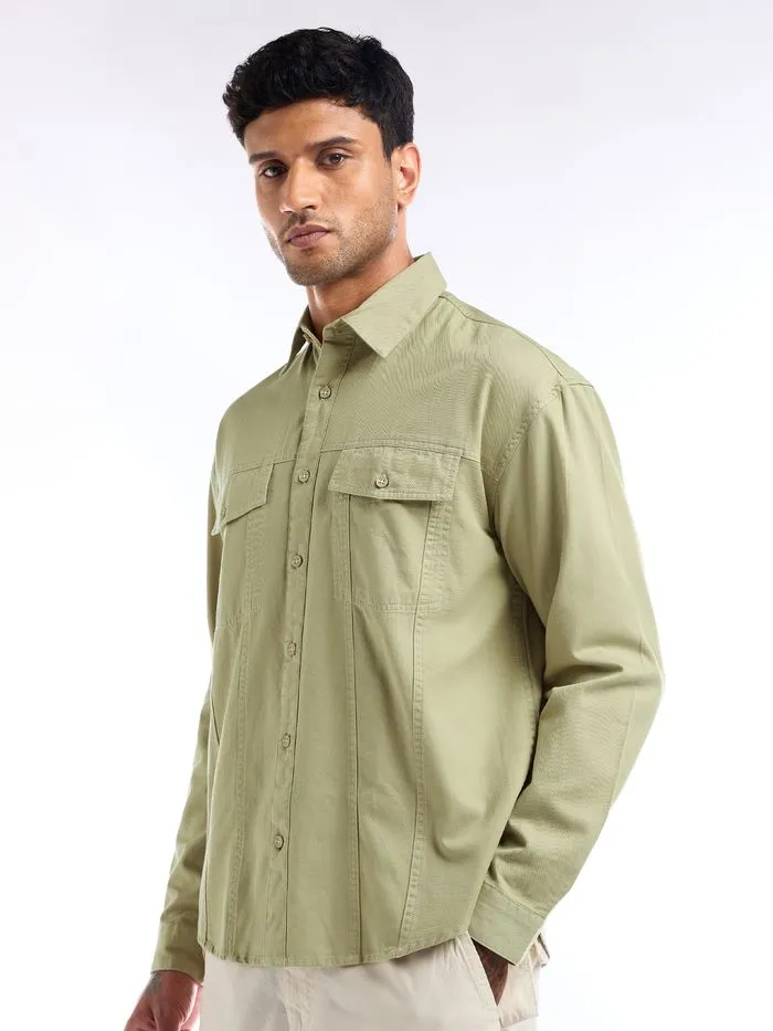 Buy Beige Contrast Stitch Jacket Shirt for Men Online in India -Beyoung