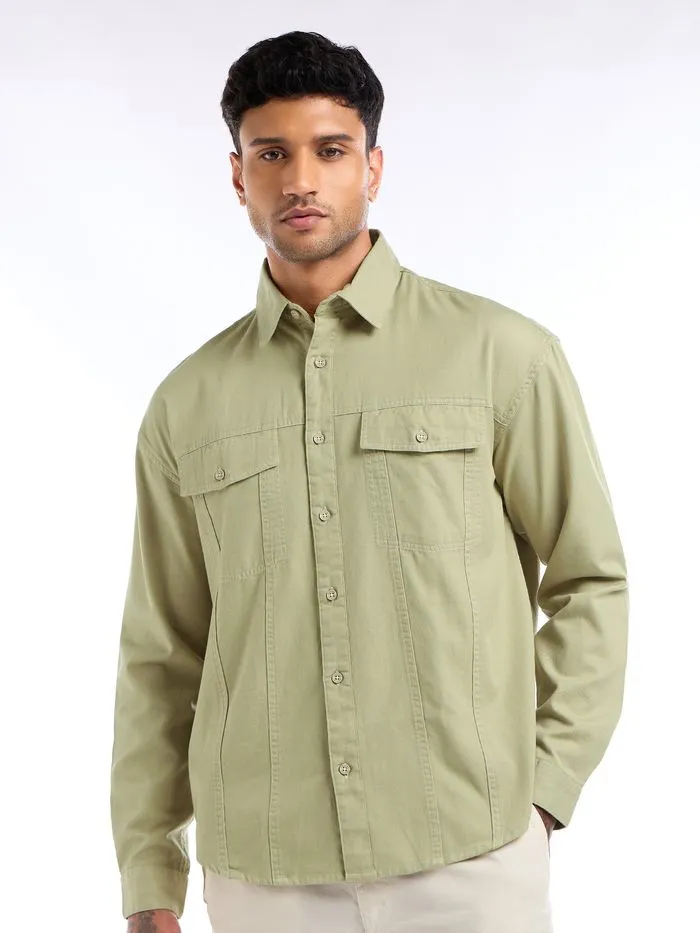 Buy Beige Contrast Stitch Jacket Shirt for Men Online in India -Beyoung