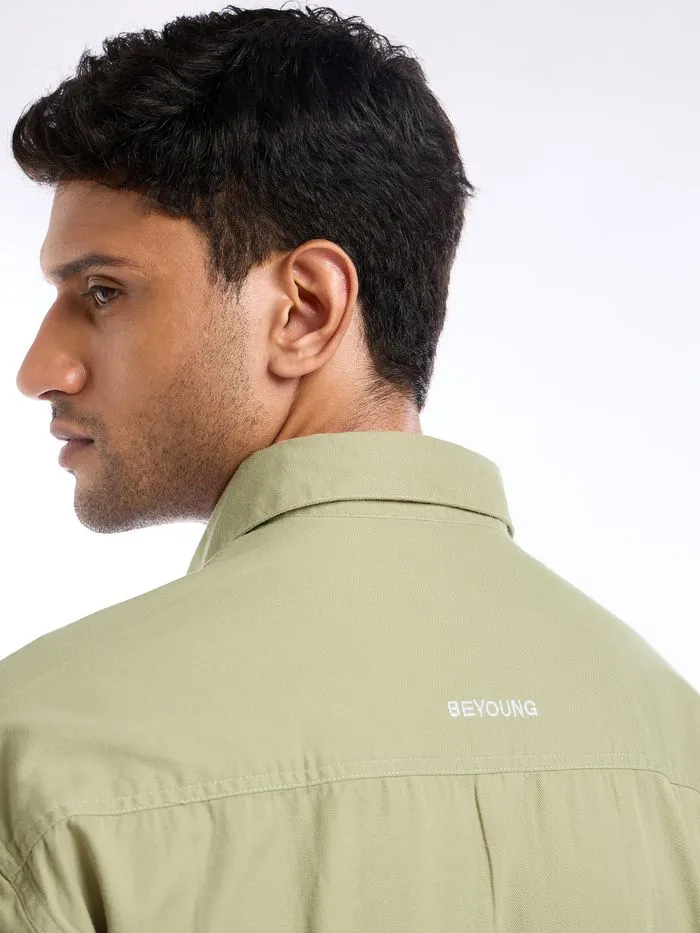 Buy Beige Contrast Stitch Jacket Shirt for Men Online in India -Beyoung