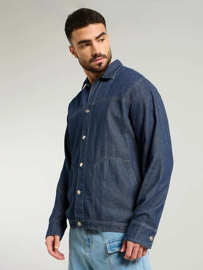 Buy Dark Blue Denim Jacket Shirt Online in India -Beyoung