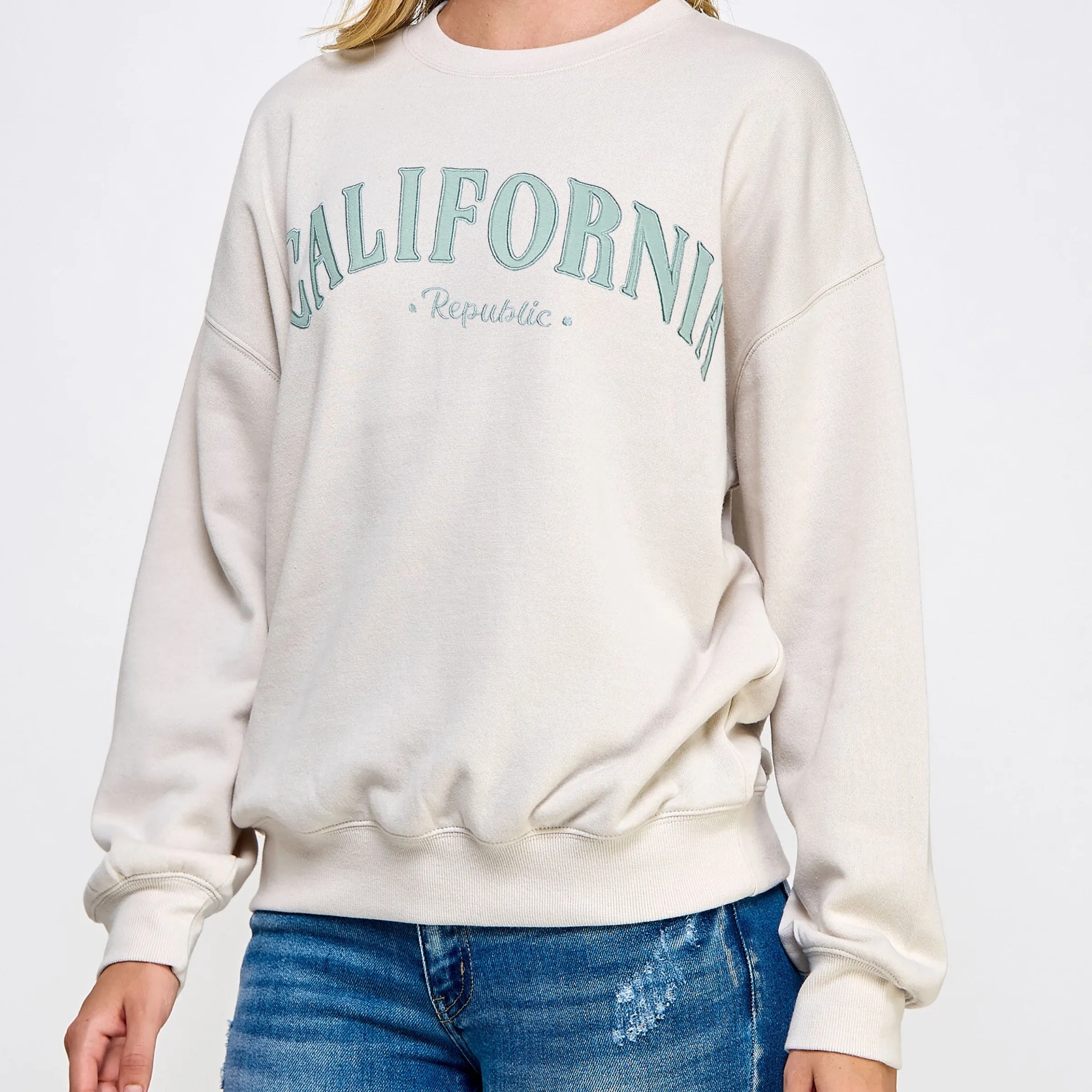 California Embordered Sweatshirt Beige