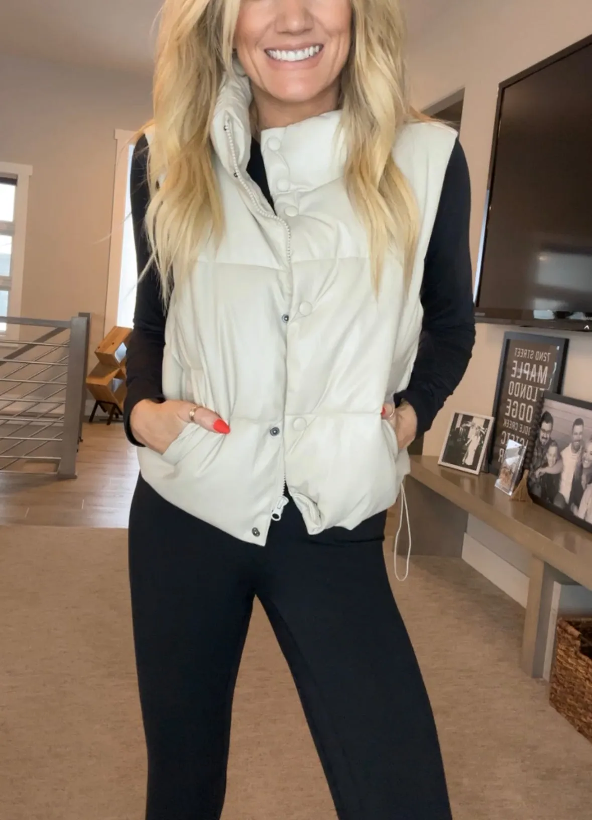 CANDACE RELAXED CROPPED PUFFER VEST | CREAM