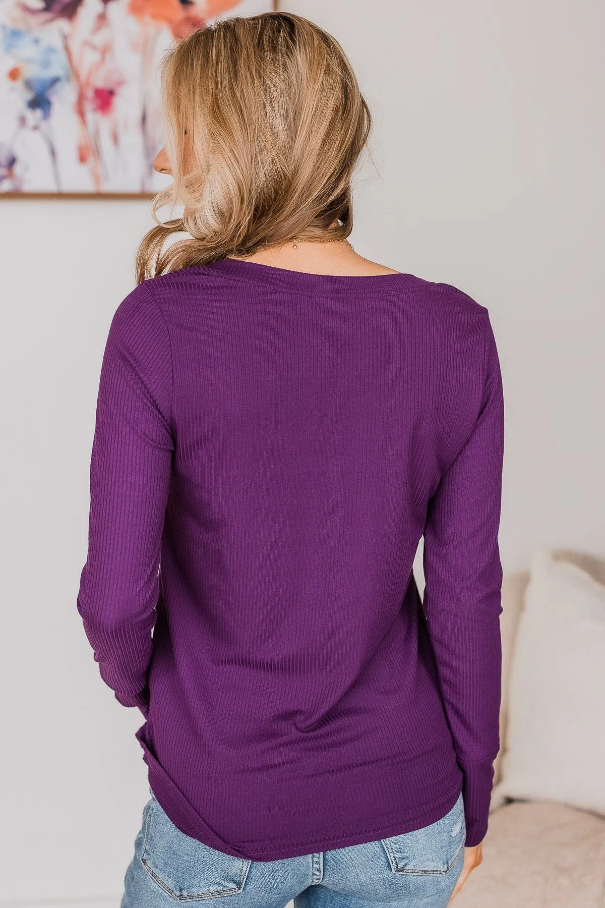 Caught Up In Love Knit Top- Dark Purple