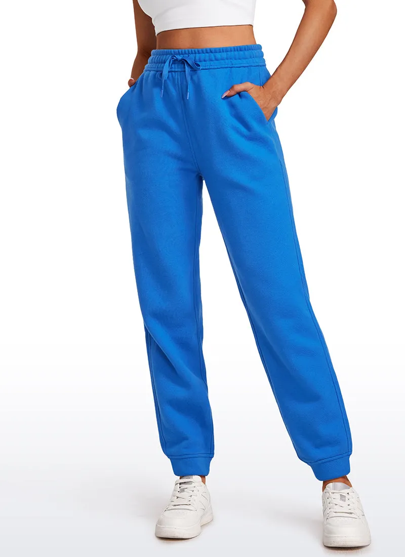 Cotton Fleece Lined High Rise Sweatpants 28''