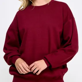 Cozy Day’s Crew Neck Oversized Sweatshirt Burgundy