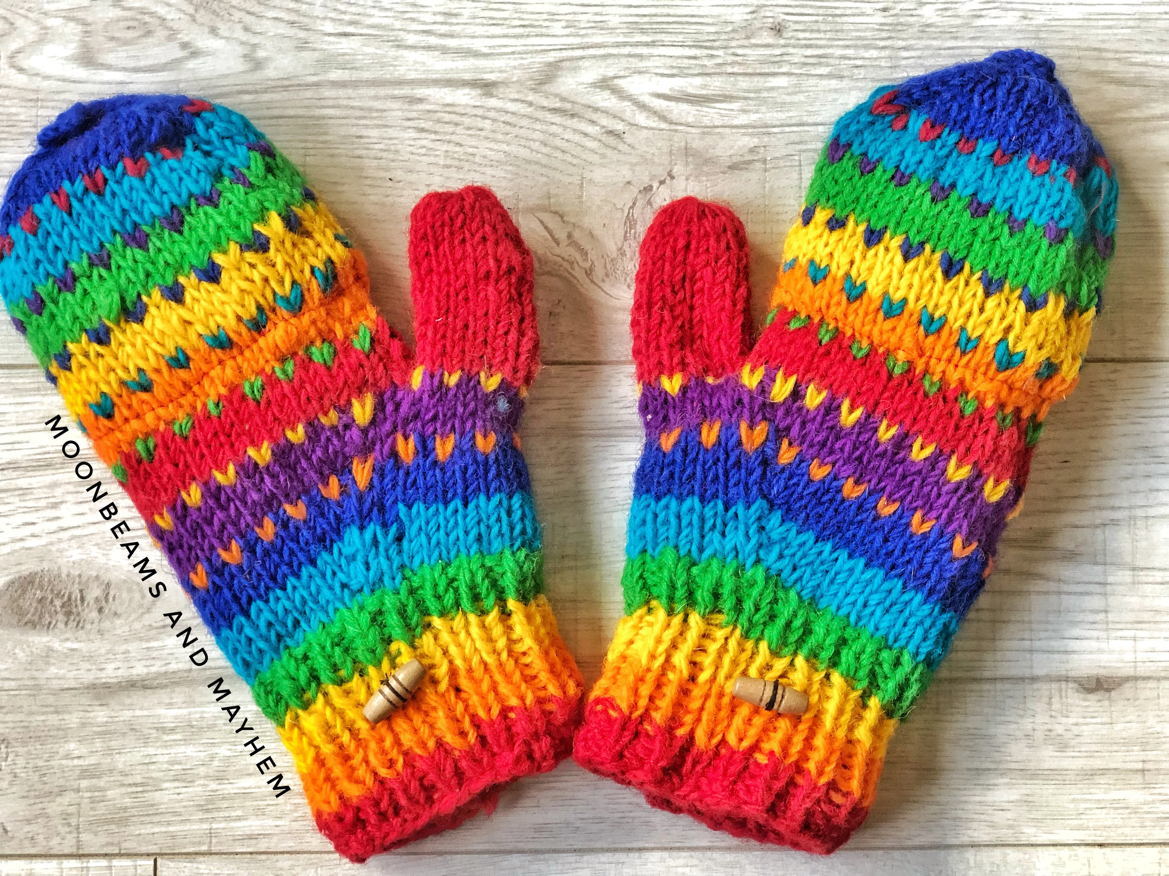 FABULOUS FLEECE LINED RAINBOW SNUGGLE GLOVES / MITTENS