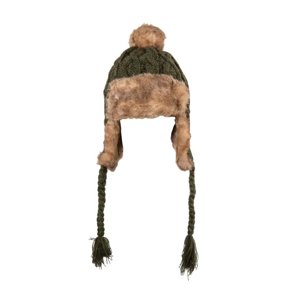 Faux Fur Trapper Hat - Dk Green