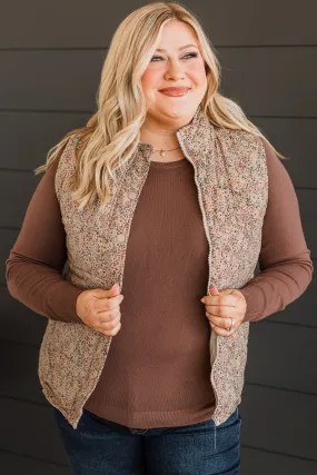 Favorite Of All Floral Puffer Vest- Taupe