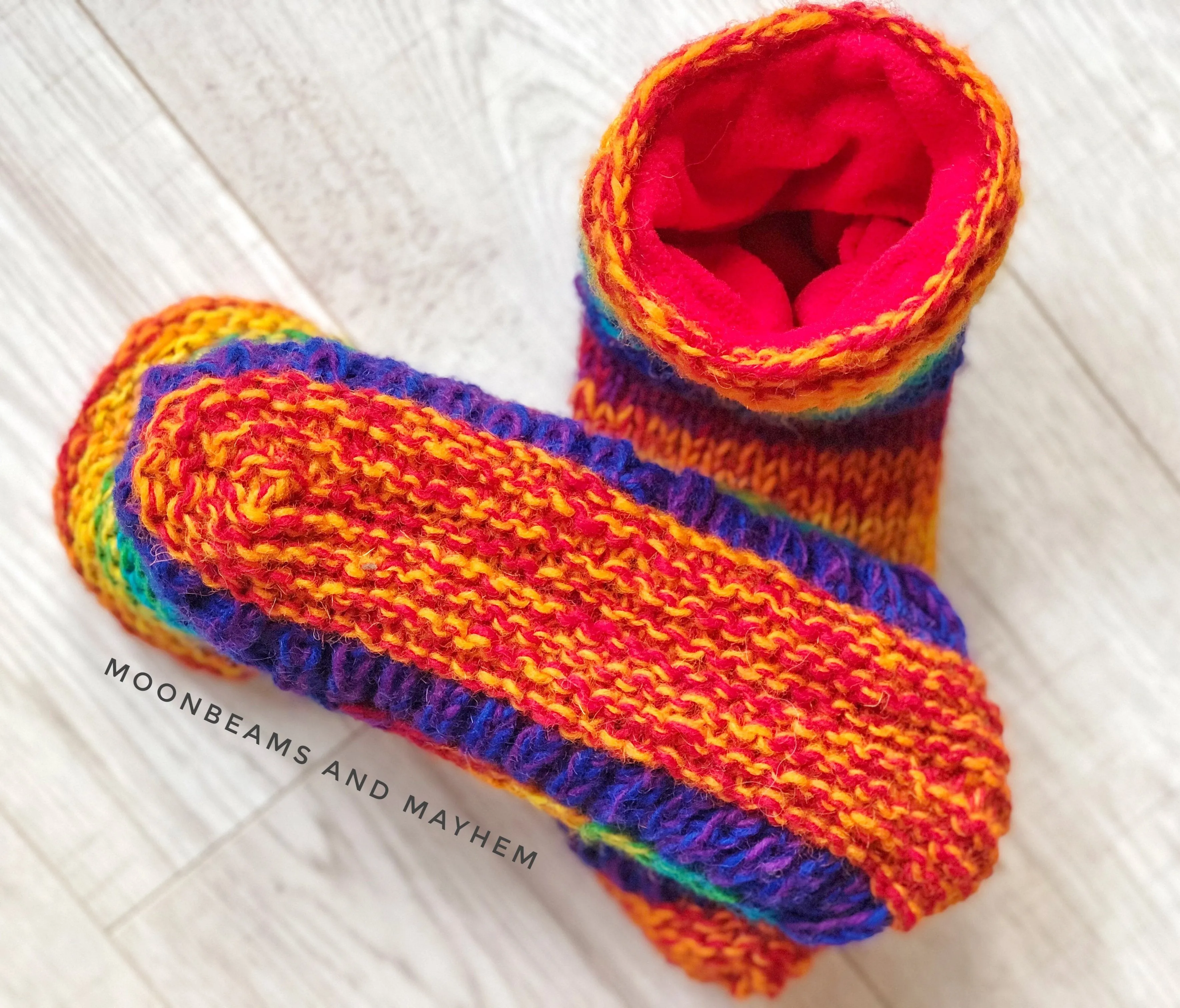 FLEECE LINED RAINBOW SNUGGLE SOCKS / SLIPPERS