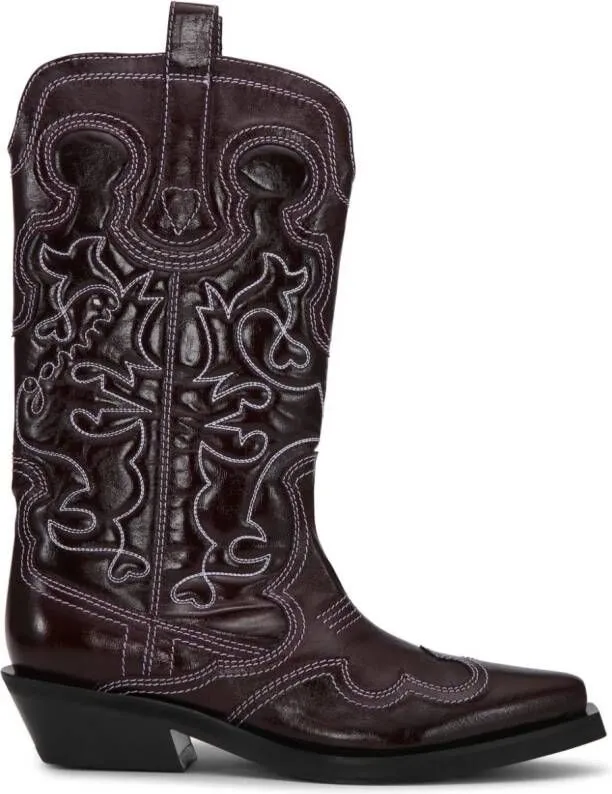 GANNI embroidered leather western boots