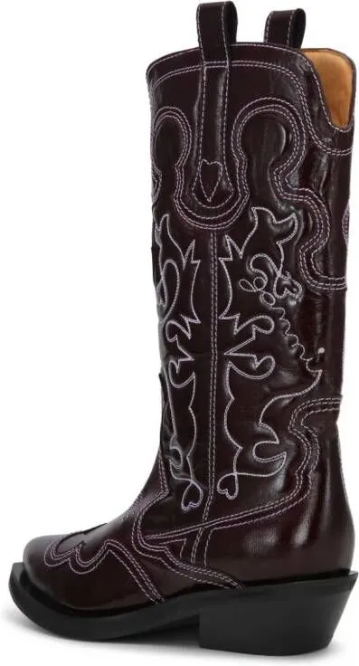 GANNI embroidered leather western boots