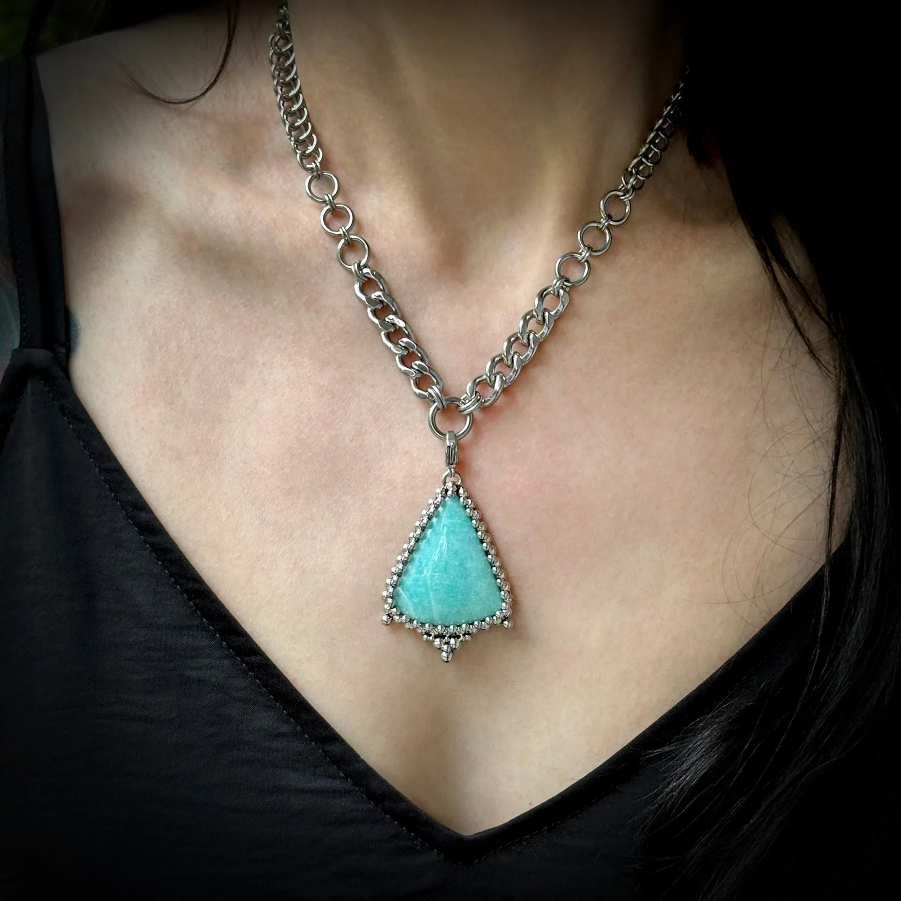 GEMSTONE Amazonite Triangle Pendant Attachment