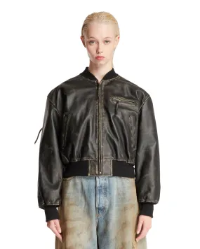 Giacca Bomber In Pelle Nera