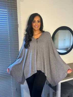 Grey Button Detail Cape Millie