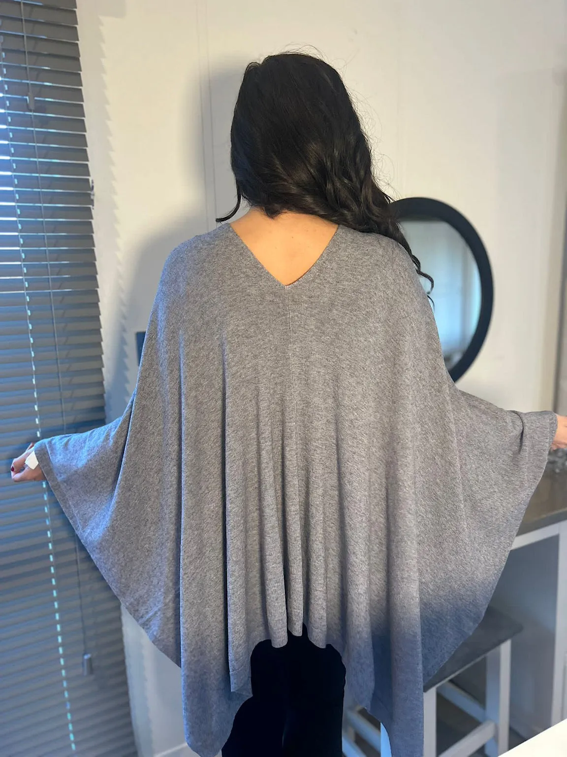 Grey Button Detail Cape Millie