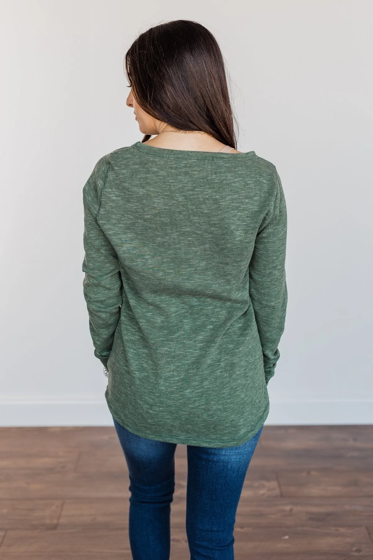 Harvest Happenings Knit Pocket Top- Forest Green