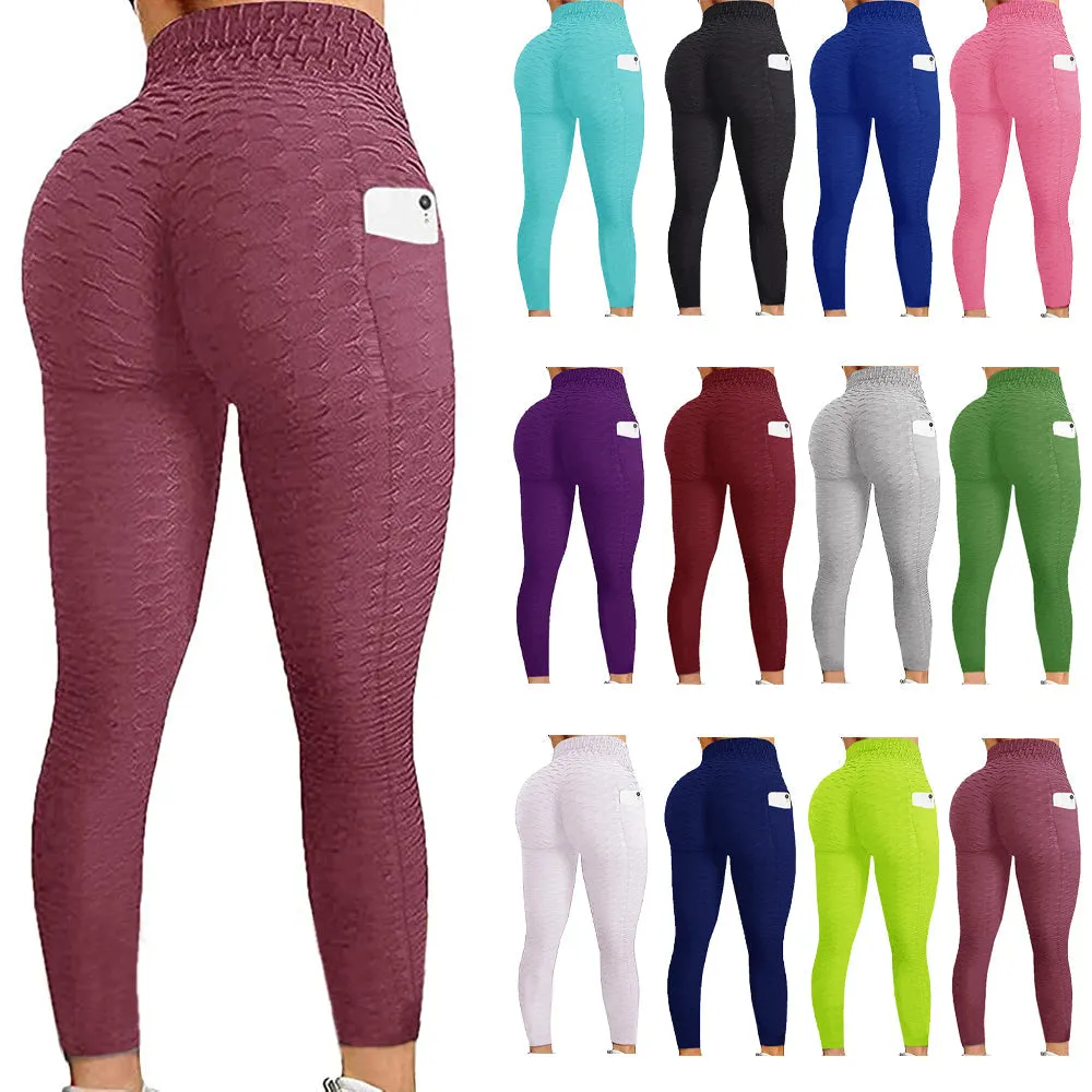 Haute Edition Women's Booty Lift Scrunch Active Yoga Leggings with Cell Phone Side Pocket