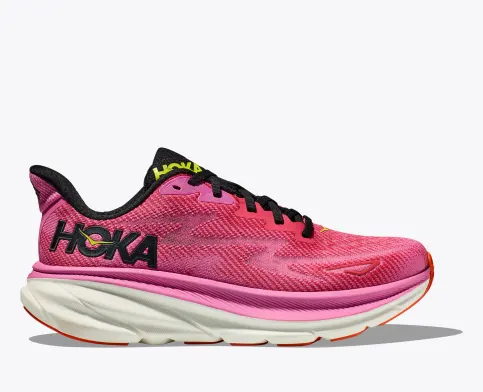 Hoka Women’s Clifton 9 Athletic Shoes- Raspberry/Strawberry