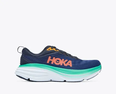 Hoka Womens Bondi 8 Athletic Shoes- Bellweather Blue/ Outer Space **Wide Width**