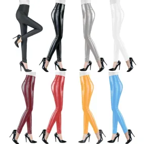 Hotsale Womens PU Leather Pants High Elastic Waist Leggings