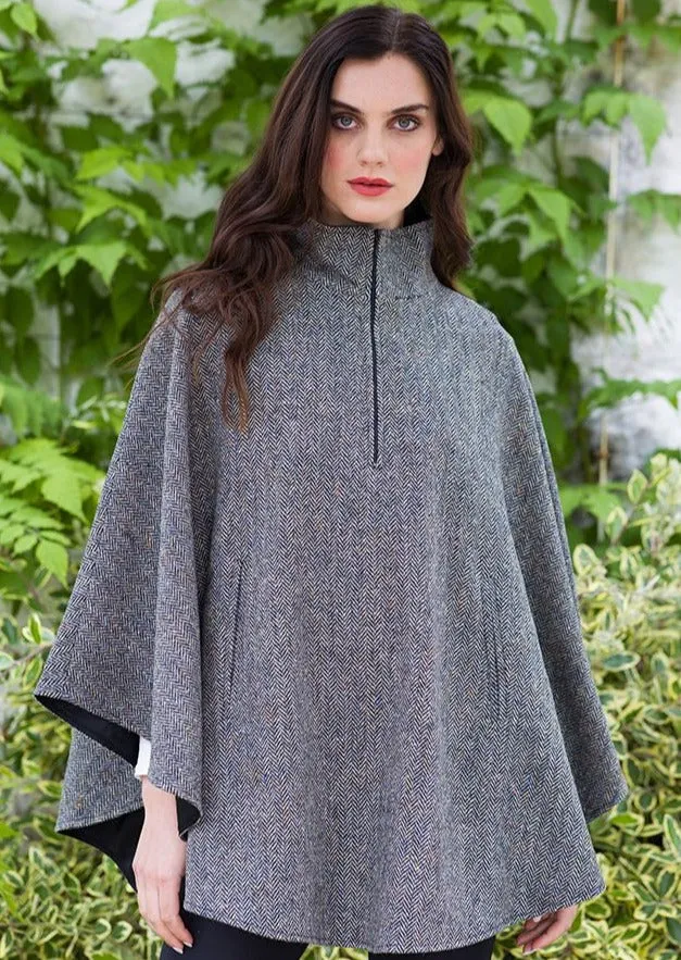 Irish Tweed Half Zip Poncho [7 Colors]