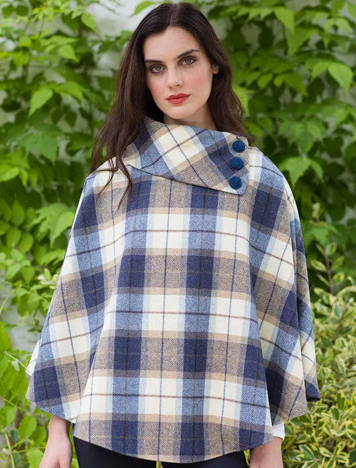 Irish Tweed Tartan Poncho [ 11 Colors ]