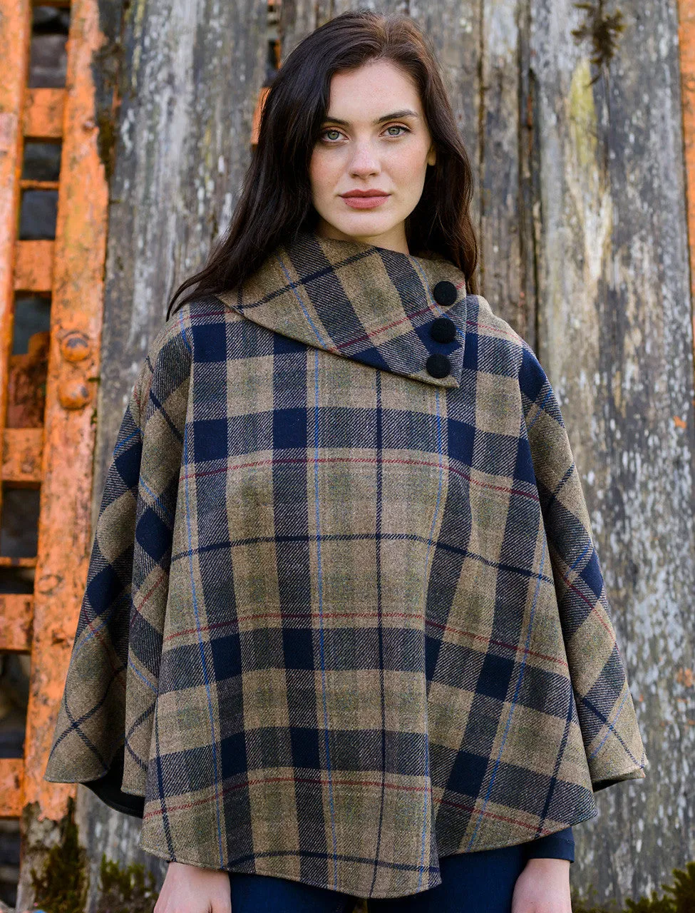 Irish Tweed Tartan Poncho [ 11 Colors ]