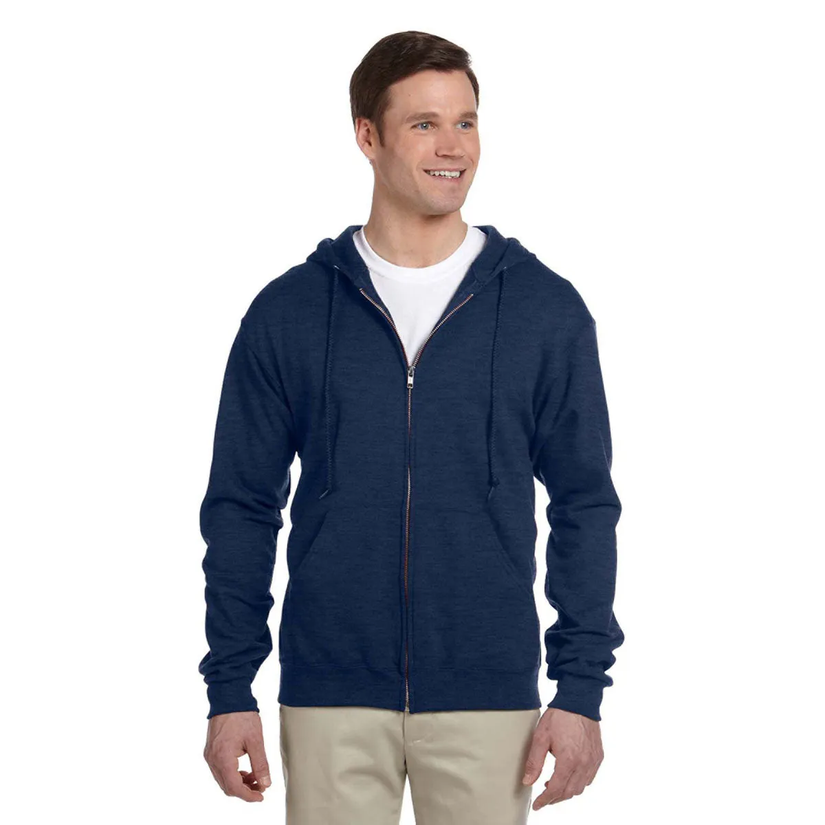 Jerzees Men's Vintage Heather Navy 8 Oz. Nublend Fleece Full-Zip Hood