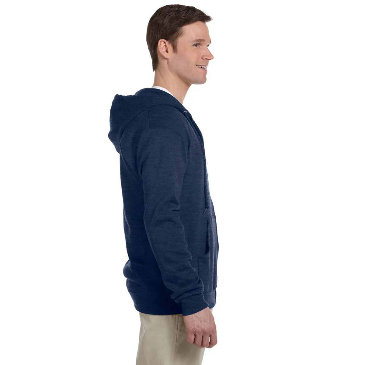 Jerzees Men's Vintage Heather Navy 8 Oz. Nublend Fleece Full-Zip Hood