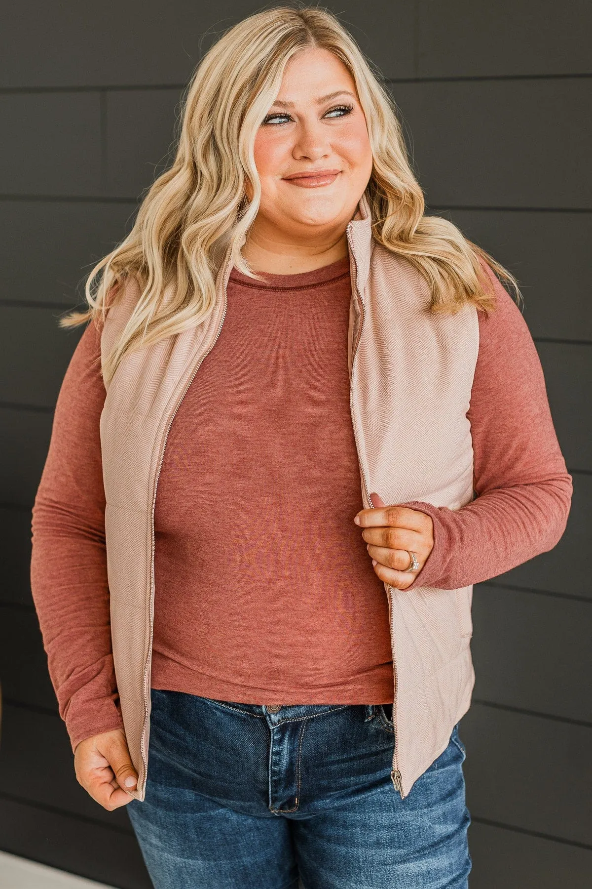 Just Perfect Puffer Vest- Dusty Blush